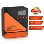 amiciSmart (10A)True MPPT Solar Charge Controller, 98% Efficiency Lithium Battery Regulator with 5V/3A USB Port, Max 260W, 12V/24V
