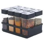 PXBQ 8 Pcs Sets Airtight Masala Box For Kitchen Masala Container For Kitchen Spice Jars Multi Storage Container For Kitchen Easy Flow Spice Storage Container With Tray Spice Jars - Plastic, Black
