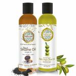 Earth Like Extra Virgin Olive Oil Imported | Wood Pressed Black Sesame Gingelly Oil (Pure Kolhu/ Kachi Ghani/ Chekku Tel) | Hair Skin Care Combo 100 ml (pack of 2)