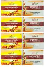 Subaxo Herbal Almond & Chandan (Sandalwood) Beauty Soap 4Pc & Radiance-X Ayurvedic Skin Glowing Soap 4 Pc ( Each 75 gm) for Women & Men