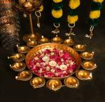 Creative Lamps Diya Urli Bowl 14 Inch Flower Shape Diya Decorative Urli Bowl for Home,Office and Table Decor | Diwali Decoration, Floating Flowers and Tea Light Candles Home
