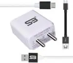 Shopbucket White Combo Of Charger, Micro Usb Cable And Micro Usb Power Bank Cable