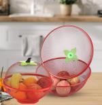 VEDANTA ENTERPRISE 2 Pcs Apple Shaped Fruit Basket Metal Wire Fruit Cover with Mesh Lid Apple Bowl Fruit Cover Against Fruit Flies Bugs Reusable Mesh Fruit Holder Strainers for kitchen Banana Vegetable