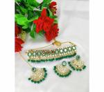 Gyaan Jewels Handmade Gold Plated Alloy Earring and Necklace Set Green Free Size