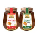 Beehive Wild Flower Honey and Organic Honey 100% Pure Natural Honey Immunity Booster (500 g each) Glass Jar (PACK OF 2)