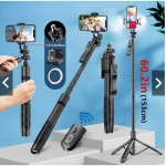 Tech Gear 1530mm Wireless Selfie Stick Tripod Stand Foldable Monopod for Gopro Action Cameras Smartphones Balance Steady Shooting Live
