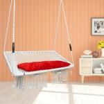 Curio Centre White Premium Rectangular Double Seater Hanging Swing Chair 116 x 46 x 155 cm