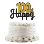 Festiko 100th Birthday Decoration Happy 100th Birthday Glitter Cake Topper, One Hundred Years Old Birthday Party Decorations