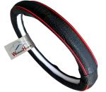 WolkomHome car Steering Cover Leather Steering Wheel Covers Universal 14 inch - Texture Black Red