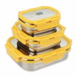 Veigo Lock N Steel Yellow Stainless Steel Container (Set of 3)
