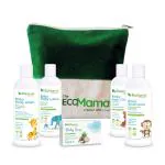 The Eco Mama Baby (5 in 1) Essential Baby Care Kit - Small | Contains Tear Free Baby Shampoo (50ml), Soap (100gm), Body Lotion (50ml), Body Wash (50ml), Hair Oil (50ml) and a FREE Pouch
