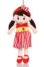TOYTALES Cute Super Soft Stuffed Doll, Cuddly Squishy Dolls, Plush Toy for Baby Girls, Spark Imaginative Play, Safe & Fun Gift for Kids, Perfect for Playtime & Cuddling (Red)