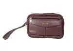 Handcuffs Mens Cash Bag Pouch Money Carrying Handling Luggage Multipurpose Travel Pouch Foam Leather (Brown)