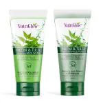 NutriGlow Neem & Tulsi Face Wash and Face Pack for Pimple Free Skin, Remove Impurities 65ml Each (Pack of 2)