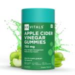 HealthKart HK VITALS Apple Cider Vinegar Gummies 750 mg, No Added Sugar, for Weight Management & Gut Health, Supports Digestion, Green Apple Flavour, 60 Gummies