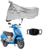 Riderscart 1 Bike Cover & 1 Pollution Mask for Tvs Jupiter (Silver)