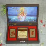 Goldgiftideas 24k Gold Plated Gayatri Mata Photo Frame With Mantra