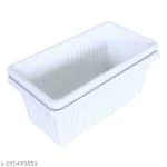 MorningVale Kisti Rectangular Plastic Flower Pots, (Set of 2), White