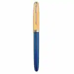 Ledos Jinhao 85 Blue and Gold Metal Fountain Pen with Fine Nib Arrow Clip
