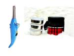 Blue Wonder Dolphine Shape Electric Gas Lighter With 3 Pcs Round Lunch Box and Multicolour, Pack of 2