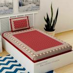 UniqChoice 100% Cotton Red Color Jaipuri Single bedsheet With 1 Pillow Cover,1+1_Single_tinkamButi_Red