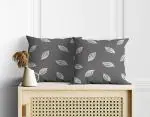 Astitva Throw Pillow Covers 20x20 Inch, Leaves Printed Soft Cotton Decorative Cushion Cover with Zipper for Couch, Sofa and Bedroom, Living Room Set of 2 - Grey