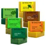 Simply Vedic 6-Pack Soap Bar; Neem, Lemongrass, Holy Basil, Lemon-Mint, Coffee Bean, Turmeric