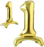 AMFIN (Pack of 1) 32 inch Self Standing 1 Number Balloons Birthday Party Decoration, 1st Birthday Party Decoration Items, Golden 1 Number Balloons, 1 Number Foil Balloons Golden