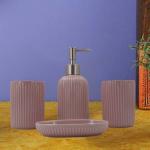 Kookee Ceramic Bathroom Accessories Set of 4 Peach Bath Set for Home