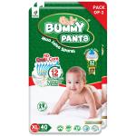 BUMMY PANTS Cotton Fresh Baby Diaper Pants XL Extra Large for Baby upto 12 to 17 kgs - XL (40x2 | 80 Pieces)