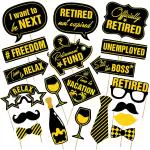 Zyozique Retirement Photo Booth Props For Retirement Party And Decorations (Black & Gold , 20 Pieces) Black Photo Booth Prop