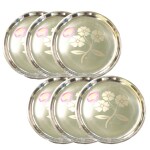 SHINI LIFESTYLE Stainless Steel Heavy Gauge Dinner Plates, quarter plate, Steel Plate, 6pc