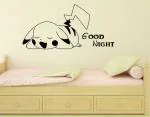 Lanstick Vinyl Black Pikachu Good Night Image Self Adhesive Wall Sticker 24 inch