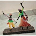 GP DECOR Multicolor Dandiya Couple 12Inth Table Top Metal 1 pc 25x5x30 cm