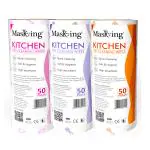 MasKing Kitchen Dry Cleaning Wipes, Tissue, Towel Roll Reusable Washable Super Absorbent Multipurpose Cleaning tissue 50 Pulls in Multicolor of Pink, Purple & Orange (Combo Pack of 3)