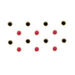 Comet Busters Hot Pink, Black Round With Gold Beads Border Bindi For Women