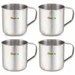 Chefkit Stainless Steel Single Walled Tea & Coffee Big Mug Pack of 4 | Elevate Your Sips in Style and Comfort | Ideal Mug for Your Favorite Beverages (Set of 4)