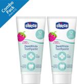 Chicco Multicolor Strawberry Flavour Toothpaste 50 ml ,12 m Plus Pack of 2