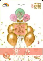 My Party Suppliers Happy Birthday Fabulous Theme Foil Balloons (pack of 5)