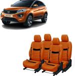 AUTO-SAFE Orange, Black PU Leather Car Seat Cover for Tata Nexon Pack of 4