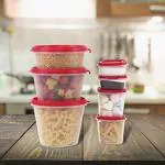 Cutting EDGE Stackable Kitchen Organizer Container Set for Pulses, Sugar, Tea, Cereals, Set of 7 (Pink)
