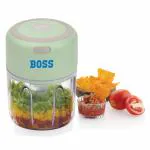 BOSS Mini USB Chopper,250 ml Rechargeable Wireless Chopper for Kitchen, One Touch Operation with Stainless Steel Blades, Green