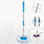 Homeleven Floor Cleaning 360 Rotating Mop Stick Rod Set with Refill - Blue Color