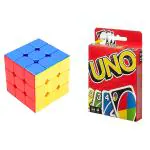 Humaira Uno Playing Card Game + Magic Speed Puzzle Cube 3x3x3 - Family Fun Pack