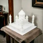 Pooja Creation Store Pearl White Marble Taj mahal for all gift,symble of love Decorative Showpiece - 18 cm (Stone, White)