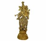Idol Collections Yellow Brass Material Krishna Murti Statue Standing Big In