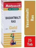 Baidyanath (Jhansi) Basant Malti Ras with Gold Pearl Ayurvedic Medicine (1 Pack, 25 Tablets in Each Pack)
