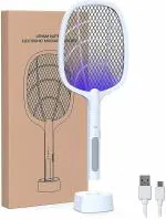 Aarohi Enterprise Mosquito Killer Racket Rechargeable Handheld Electric Fly Swatter Mosquito Killer Racket Bat with 6 UV Light Lamp Racket USB Charging Base