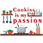 CVANU Cooking is My Passion Quotes Kitchen Vinyl Wall Sticker for Kitchen Decor
