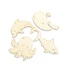Decor Kafe Paintable Fishes Wooden Laser Cut for Decoration DIY Prodcuts for kids, parties, art and craft pack of 16